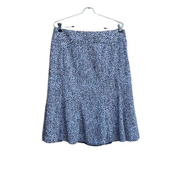 Vtg 90's Carole Little Skirt Academia Knit Godet Herringbone Panel Midi Black 12 - Picture 1 of 8